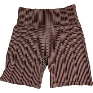 Prozis Seamless Compression Workout Shorts Womens M Mauve Ribbed High Rise Gym